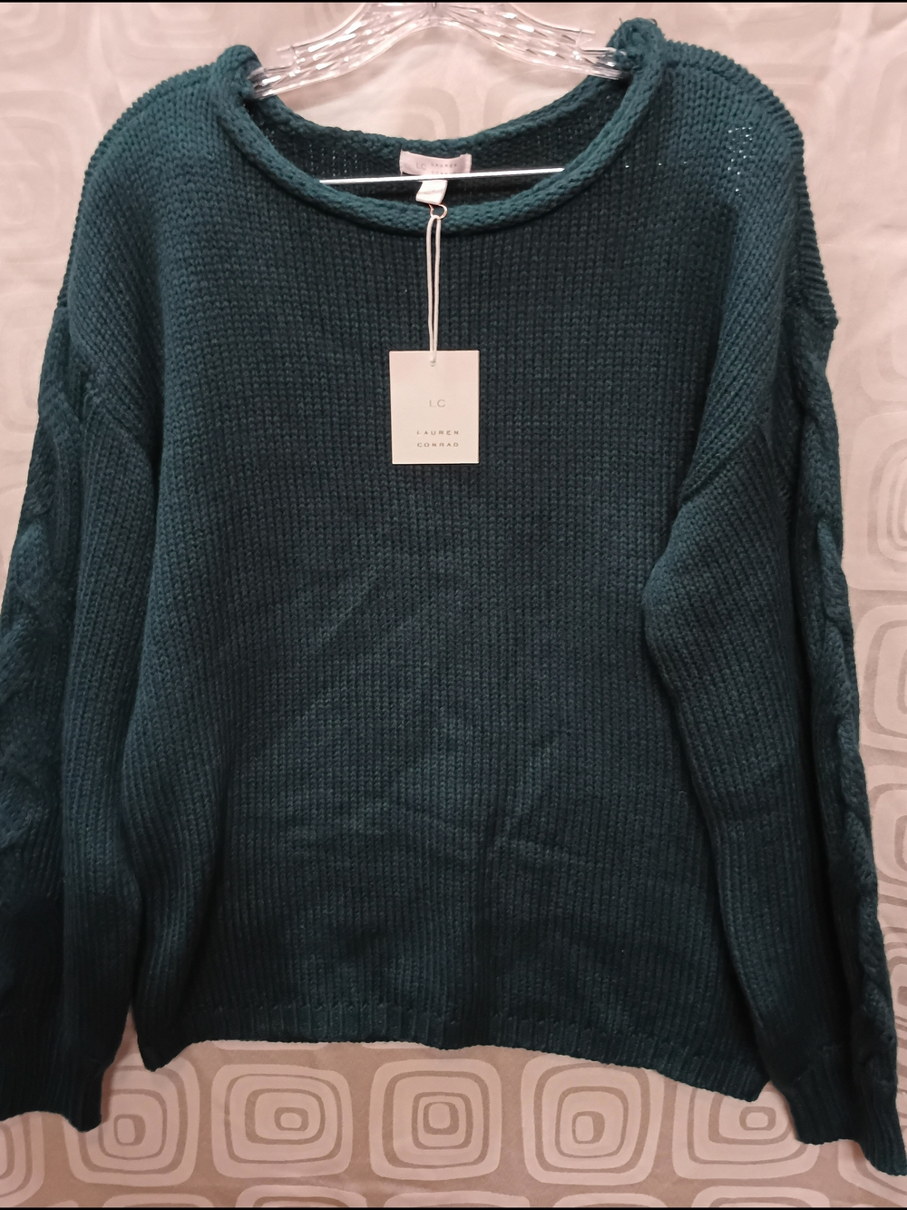 LC Lauren Conrad Deep Teal Crewneck Knit Sweater